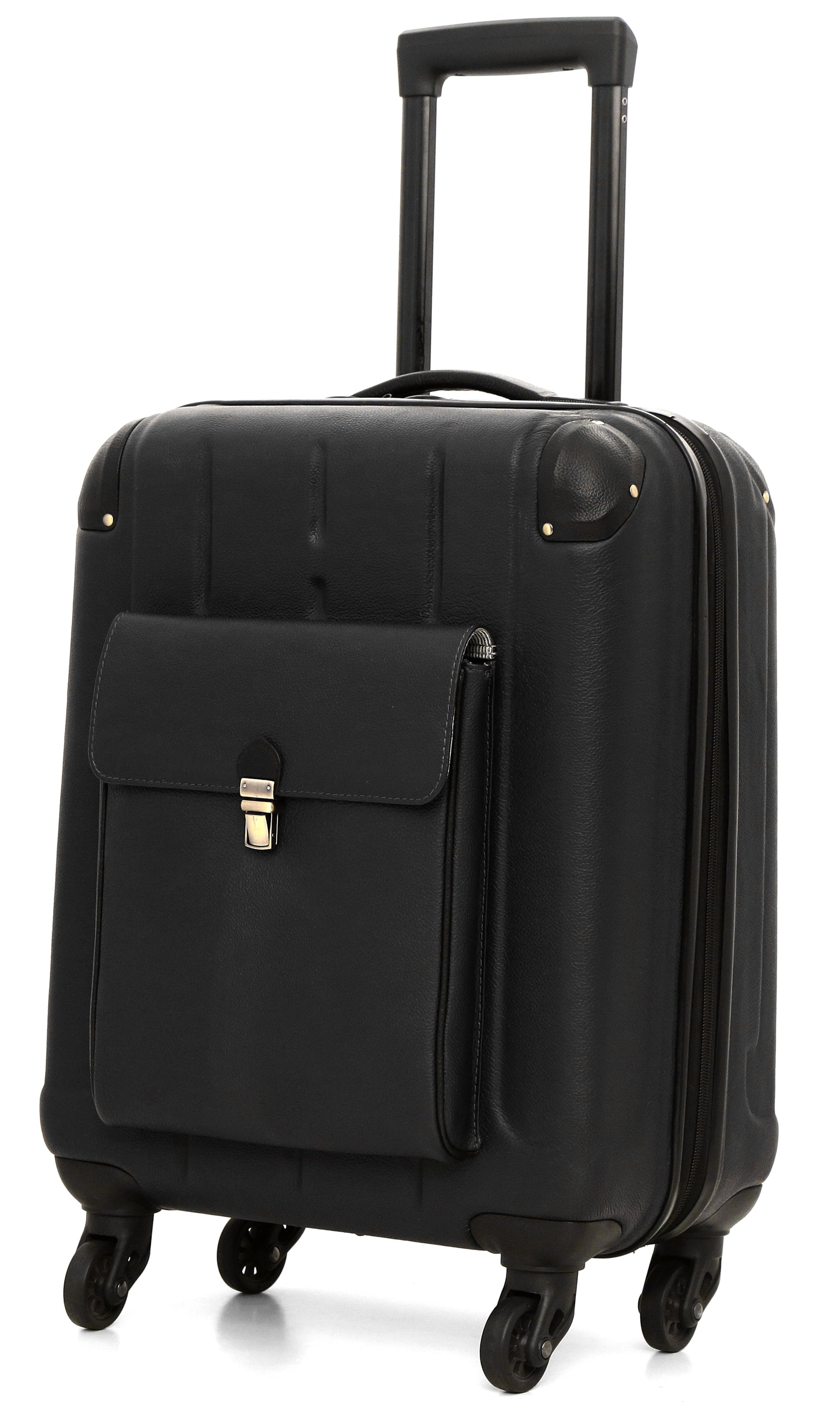 Dapper Wheels-Leather Trolley Bag Black - October Jaipur