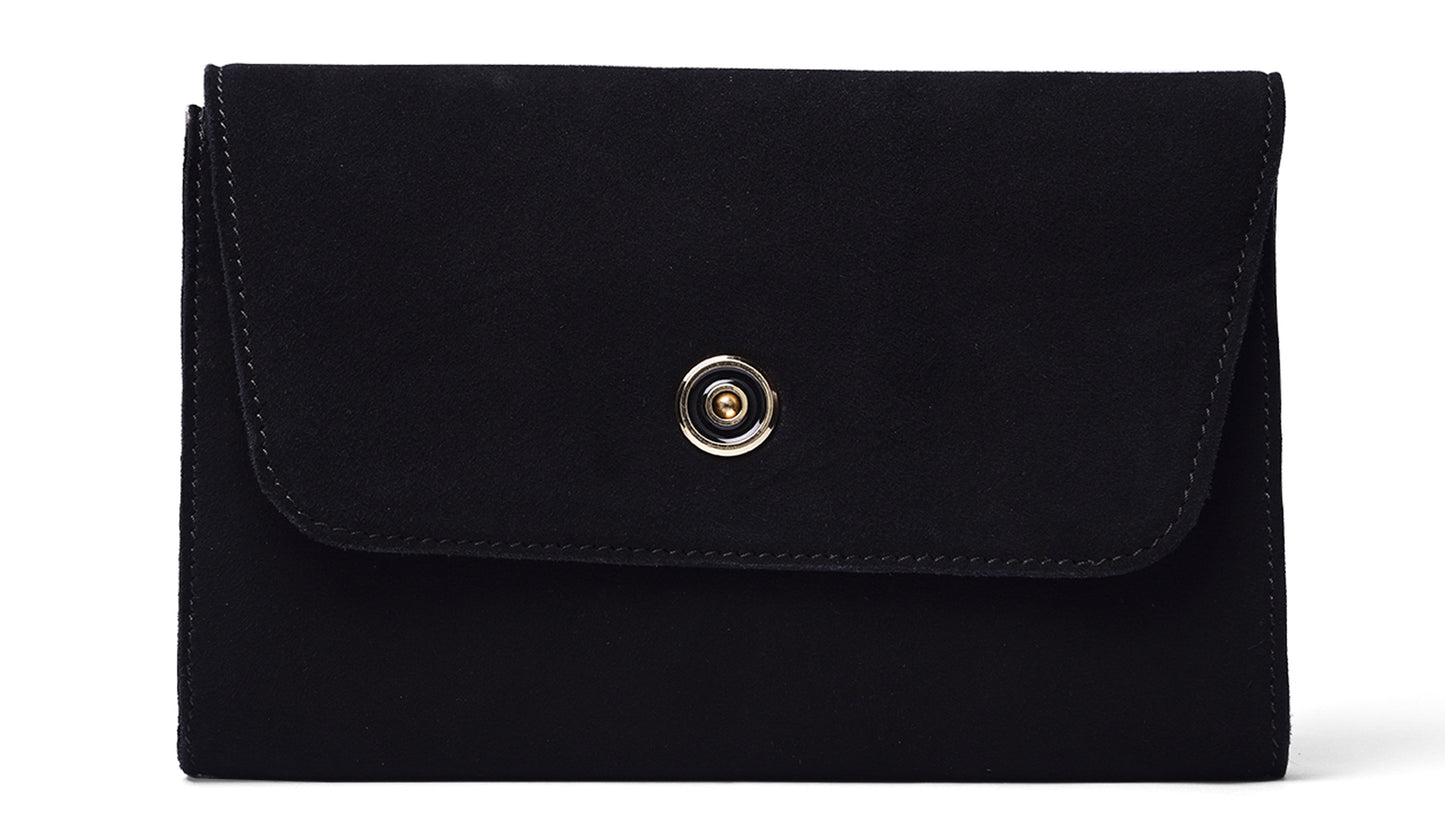 Suede clutch- Black - October Jaipur