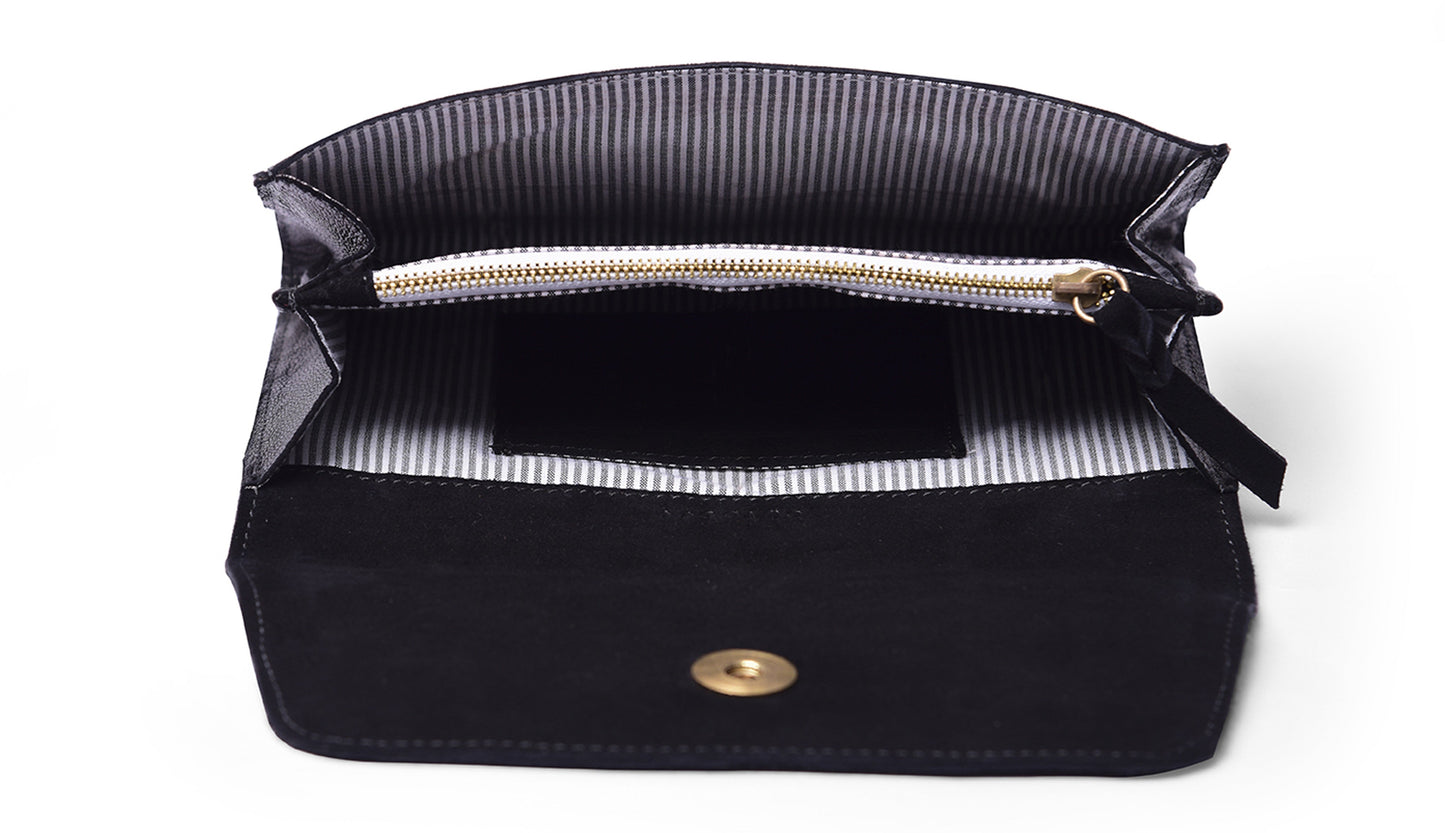 Suede clutch- Black - October Jaipur