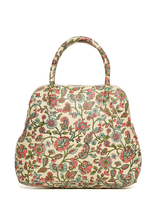 Leather Garden Tote- Cream - October Jaipur