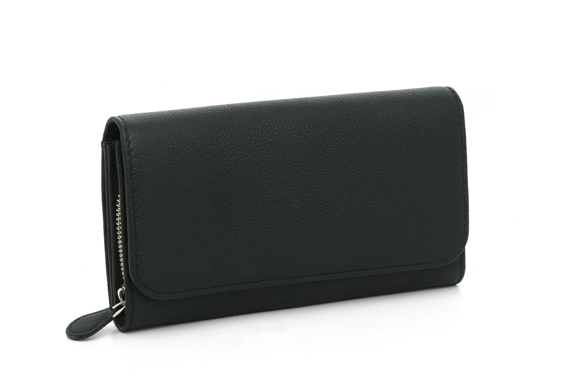 Bi Fold Leather Wallet - Black - October Jaipur